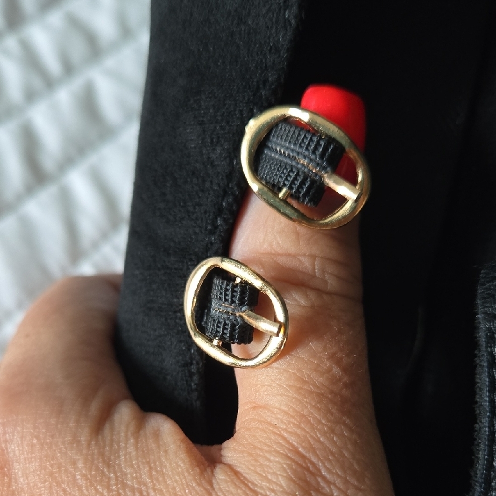 SHEIN Black Wedges with Gold Accents - Picture 2 of 4